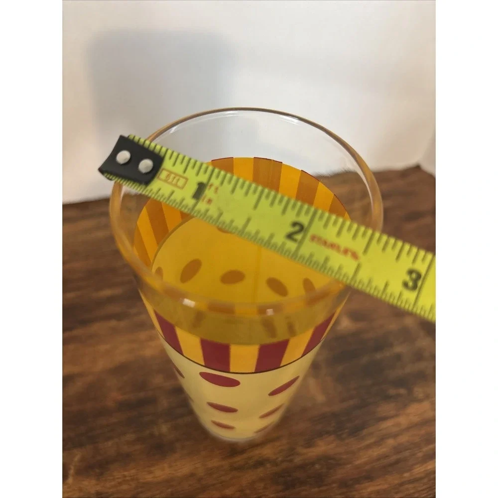 Set 2 Retro MCM Polka Dot Striped Yellow And Red‎ Drinking Glasses Gail Pittman